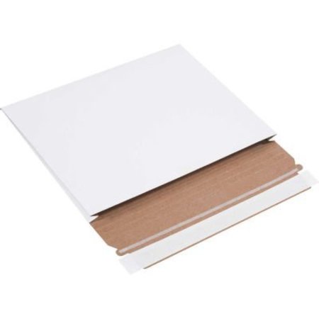 THE PACKAGING WHOLESALERS Stayflats®Gusseted Mailers, 7-3/4"W x 10"L x 1"D, White, 100/Pack ENVRM1G